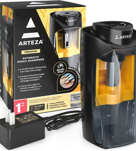 Electric Pencil Sharpener, Black, Fits 7–11-Mm Pencils, Auto-Stop, Office Supplies for Teachers, Students, Classrooms, and Art Studios