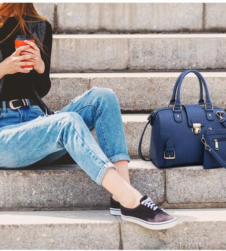 Women Barrel Handbags Purses Fashion Satchel Bags Top Handle Shoulder Bags Vegan Leather Work Bag