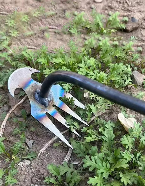 Load image into Gallery viewer, Manganese Weeding Artifact Uprooting Weeding Tool Steel Weed Puller 4 Teeth Dual Purpose Weeder Hand Remover Tool for Garden
