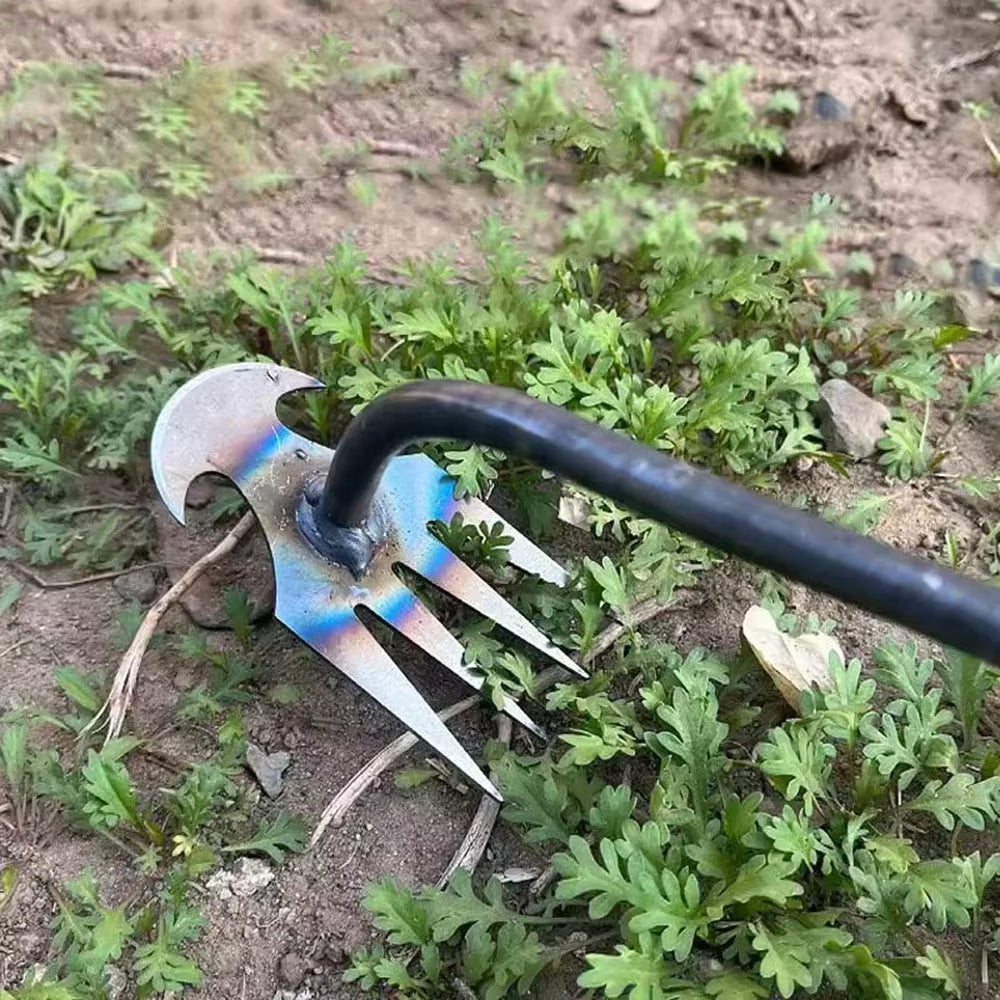 Manganese Weeding Artifact Uprooting Weeding Tool Steel Weed Puller 4 Teeth Dual Purpose Weeder Hand Remover Tool for Garden